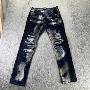 Noble Jeans Men's 30x31 Blue Cotton Denim Straight Distressed Hip-Hop Stretch